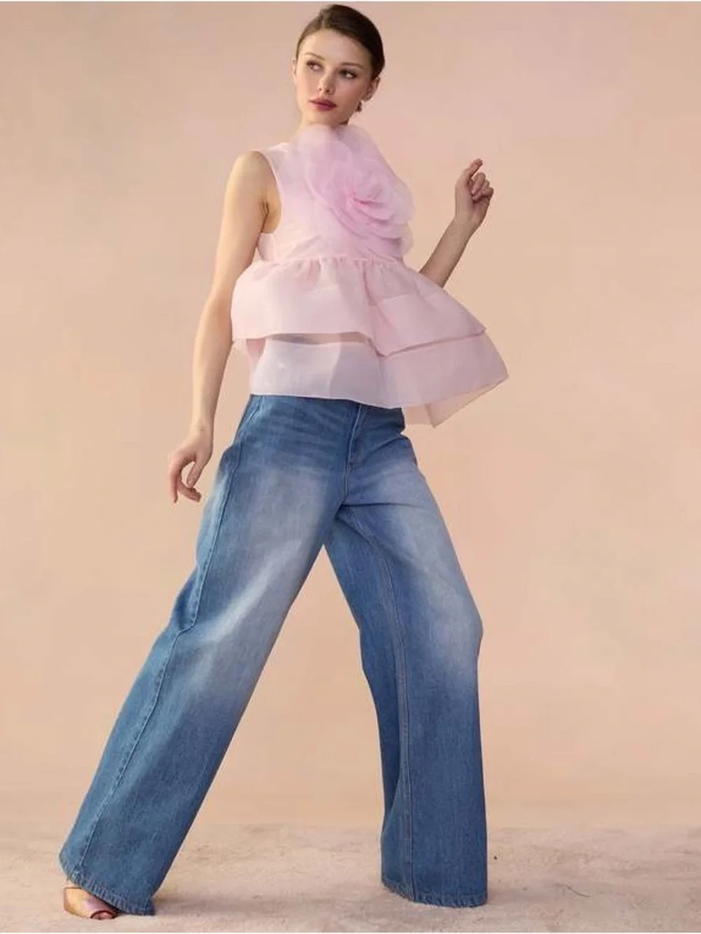 Nwt Cynthia Rowley sleeveless mesh top with organza flower sz S - Picture 4 of 10
